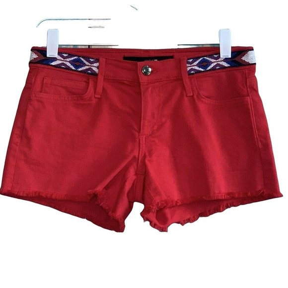 Joe's Red Fringed Hem Shorts size 26 - Picture 1 of 10